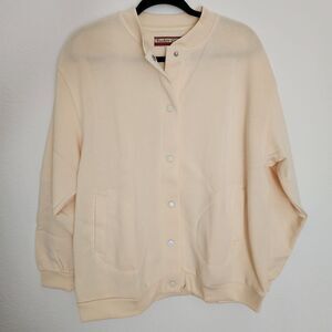 Tudor Court Womens Snap-Button Pockets Long Sleeve Jacket Size XL Butter Yellow